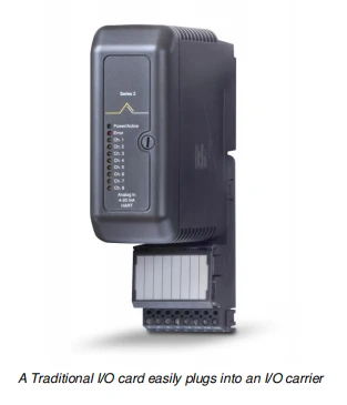 A Traditional IO card easily plugs into an IO carrier KJ3102X1-BA1